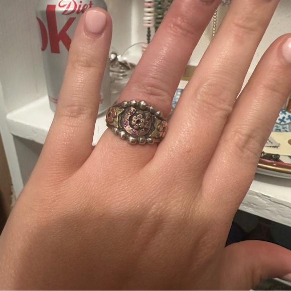 Glamorous Silver and Gold Diamond Cluster Ring - Picture 1 of 5